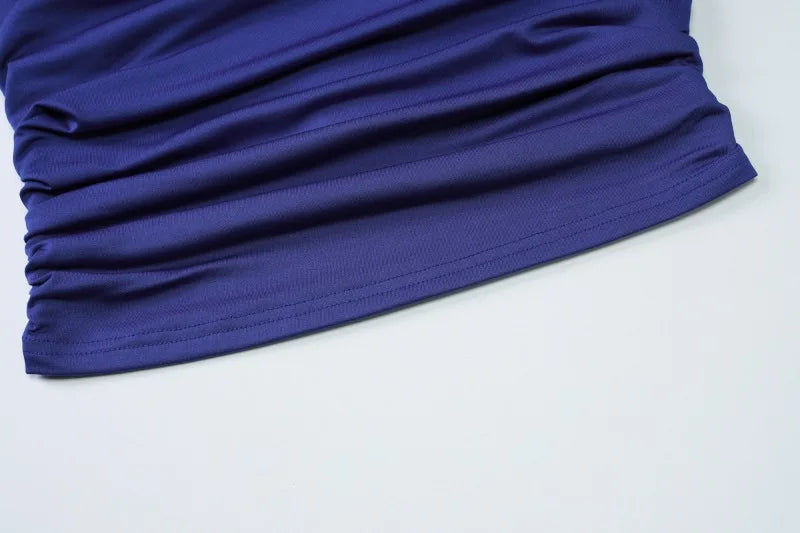 BOOFEENAA Asymmetrical One Shoulder Crop Tops Black Blue Sexy T Shirts for Woman Summer 2025 C95-BA13