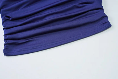 BOOFEENAA Asymmetrical One Shoulder Crop Tops Black Blue Sexy T Shirts for Woman Summer 2025 C95-BA13