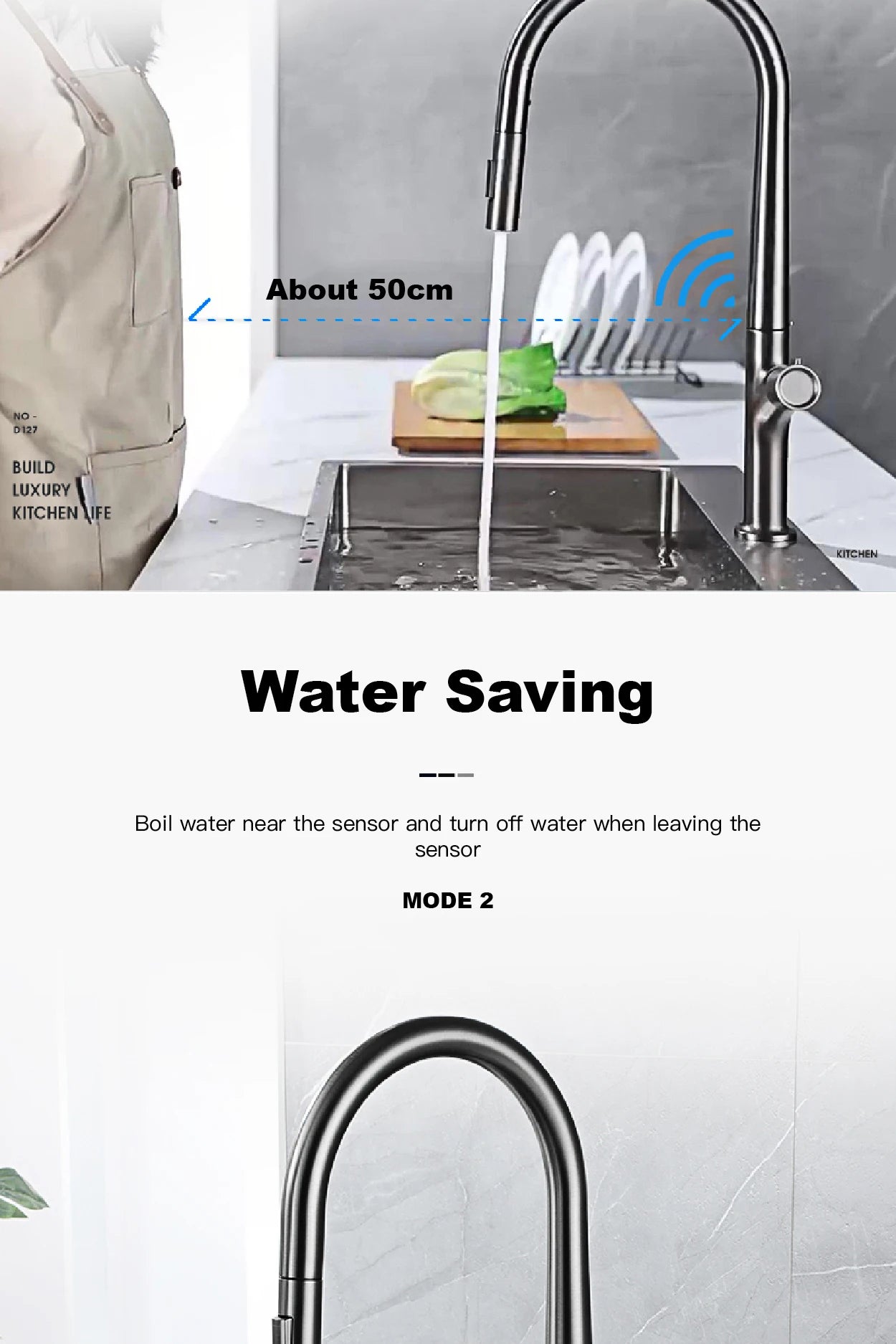 High-end gun gray brass kitchen faucet induction design single handle cold and hot dual control 2 function simple sink faucet