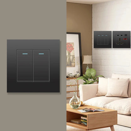 Schwarze UK 13A Wandsteckdose mit USB Typ C 18W Schnelllade-Steckdose, Wandsteckdose mit USB-Ladegerät, Schalter mit Steckdose.