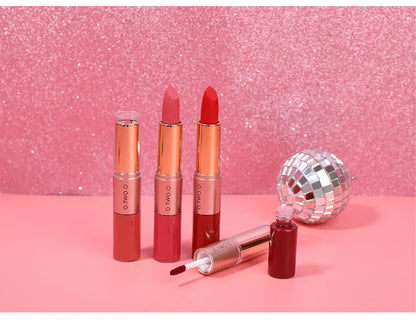 O.TWO.O 2 IN 1 Matte Lipstick&Liquid Lipstick 12 Colors Makeup Lip Glaze Waterproof Batom Lip Cosmetics Silky Texture