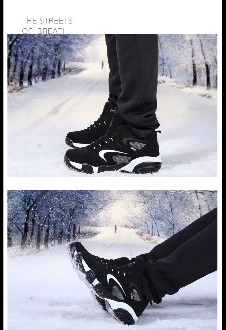Winter Warm Couple Casual Sneakers Fashion Leather Outdoor Sport Running Tenis Men Non-slip Big Size 48 Trainer Men’s Snow Shoes