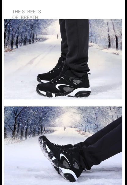 Winter Warm Couple Casual Sneakers Fashion Leather Outdoor Sport Running Tenis Men Non-slip Big Size 48 Trainer Men’s Snow Shoes