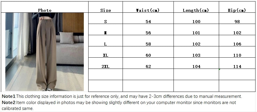 Elegante Breite Bein Hosen Frauen Koreanischen Stil Hohe Taille Schwarz Baggy Hosen Büro Damen Mode Lose Anzug Hosen Streetwear.