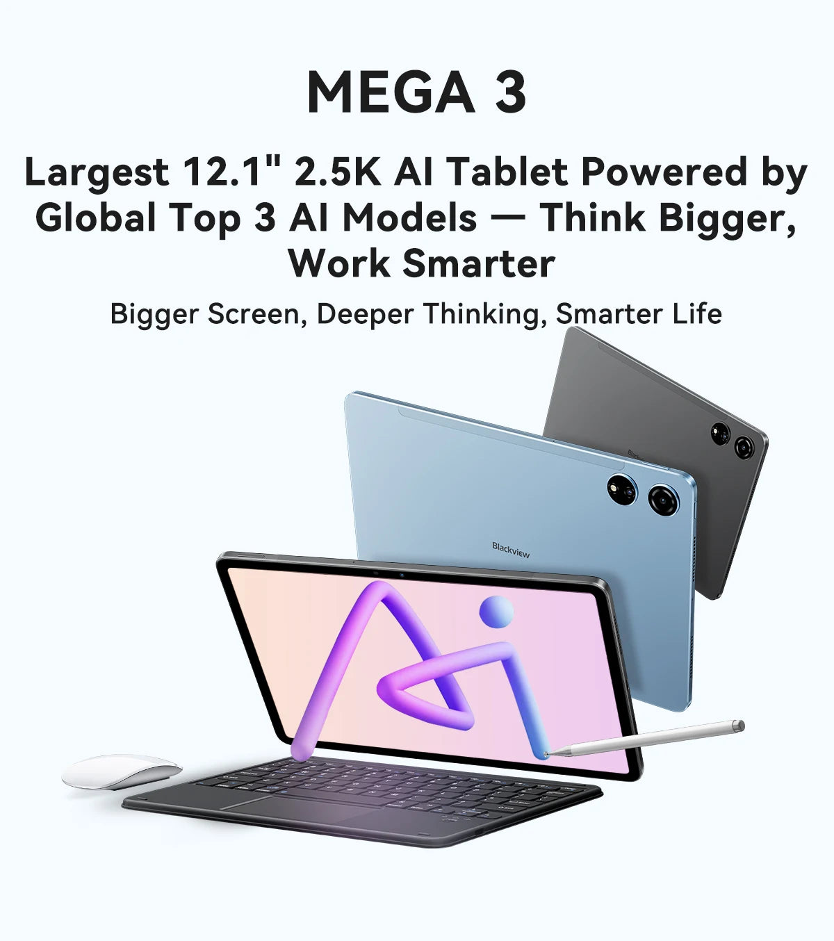 Blackview Mega 3 [No EU Charger] Tablet 8800mAh 36(12+24)GB+256GB 12.1" FHD 50MP+13MP Android 15 90Hz Dual SIM 4G 1080P IPS.