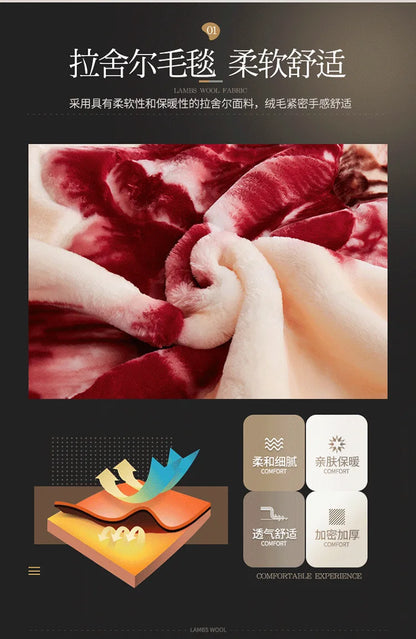 Double Layer Raschel Blankets Soft Warm Faux Fur Mink Throw Thicken Fluffy Microfiber Plush Weighted Blankets For Beds.