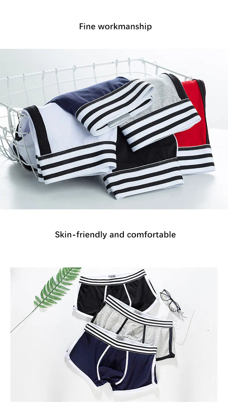 Männer weiche Unterhose Trunks Baumwolle hochwertige Unterwäsche u konvexe Tasche Höschen Cueca mittlere Taille atmungsaktive Boxershorts homme