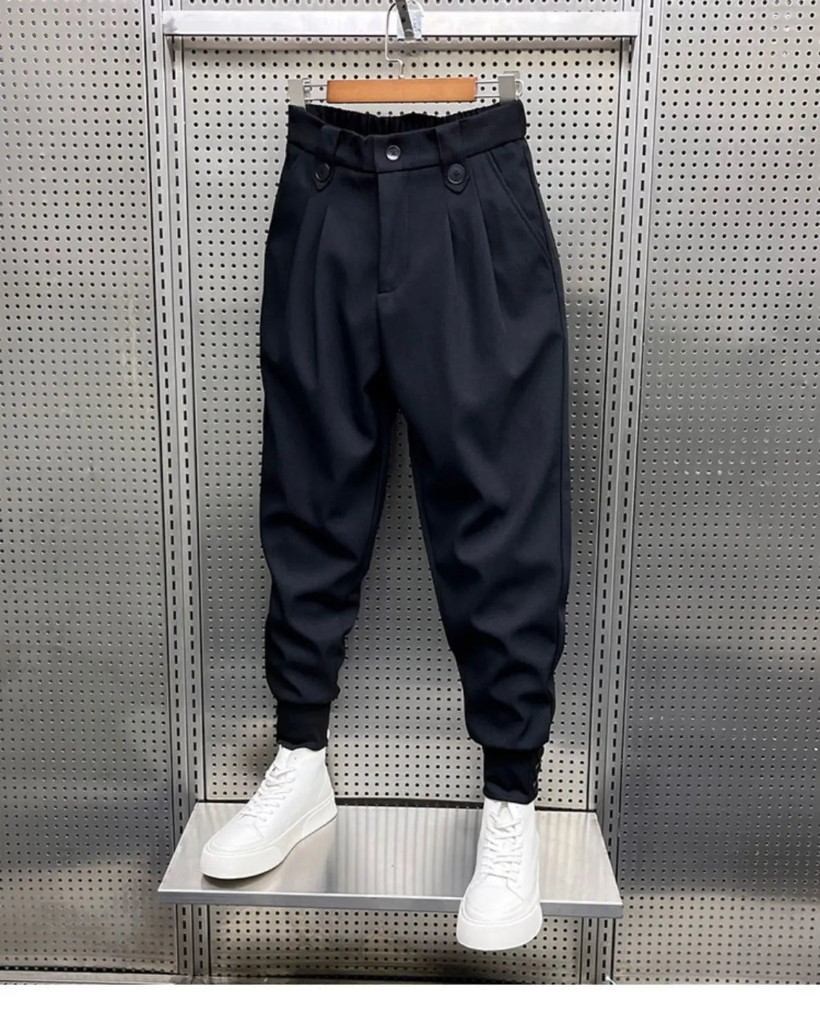 2024 New Spring and Autumn Fashion Brand Wrinkled and Handsome High Waist Button Loose Casual Harlan Suit Pants for Men.