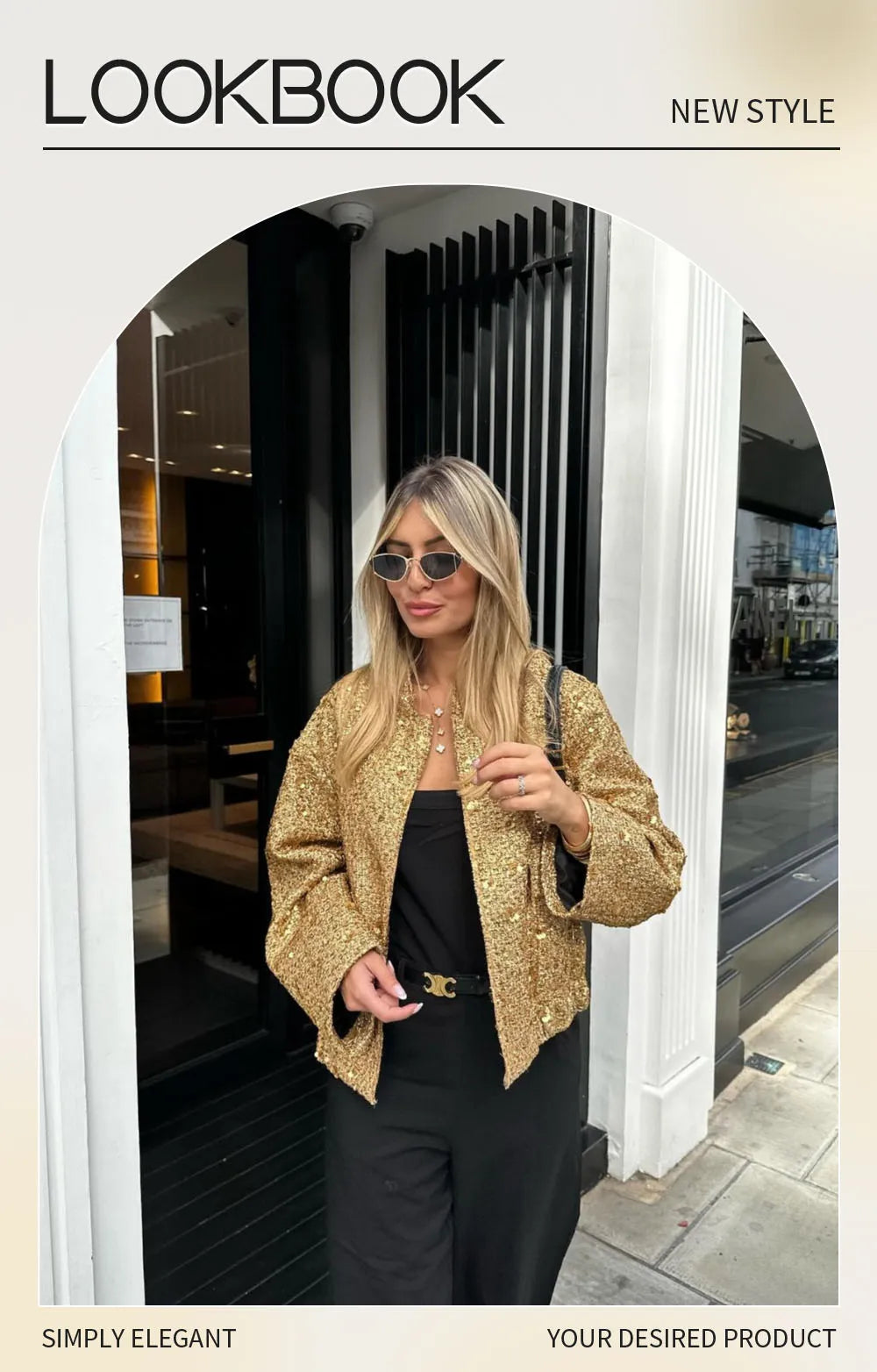 2023 Autumn/Winter New Product Women's New Fashion and Casual Versatile Stand up Collar Long Sleeve Beaded Jacket Coat.