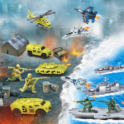 Navy and Army Marine Aircraft Carrier Fighter Military Model Land Armored Vehicle Tank Helicopter Toy Children's Boy Toy.