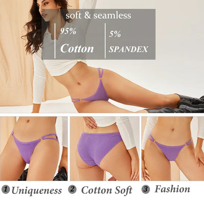 3PCS Women's Panties Sexy Breathable Underwear Comfortable Lingerie Cotton Striped Briefs Fashion Cozy Underpants Sale.