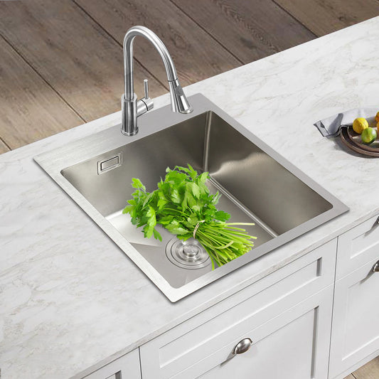 Edelstahlspüle, 45 x 50 cm, moderne Küchenspüle, Küchenspüle mit Abflussrohr, X-förmige Wassergleitungsleitung