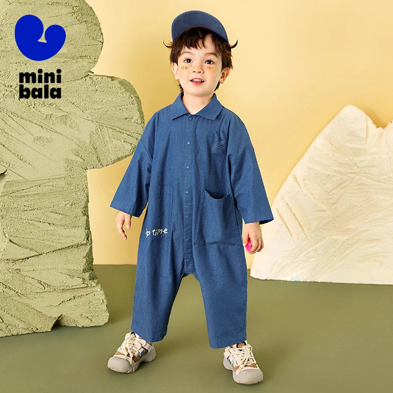 Mini Bala Outdoor Einteiliges Strampler-Set für Babys, Kinder-Arbeitskleidung, Krabbelanzug, Overall, Neu im Herbst und Winter 2024.