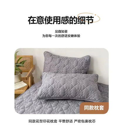 Flower Pattern Adjustable Fitted Sheet Quilted Cotton Fabric Mattress Protector With Elastic Band 90/120/150/180 Solid Color Bed.