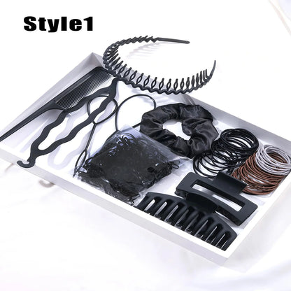 Fresh Simple Women's Hair Ties And Hair Accessories Set High Elasticity Cute Geometric Design Resin Hair Bands for African Eu...