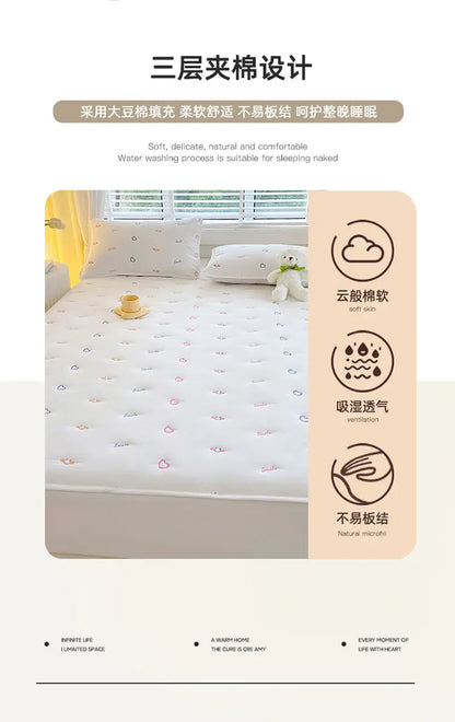 Cotton Mattress Single-piece Simmons Mattress Protective Cover Non-slip Fixing Bed Dust Cover.