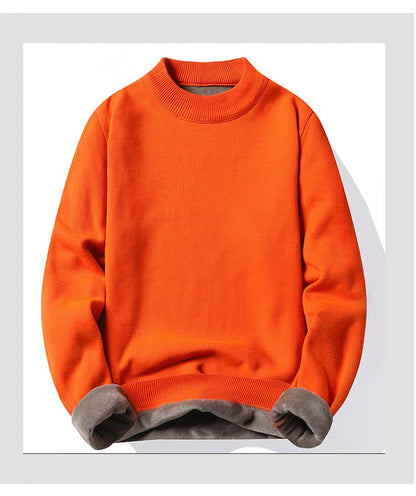Men's Pullover Soft Sweater Winter Velvet Shirts Brand Clothing Knitted Fleece Warm Cold Blouse Slim Fit Bottom Shirts.