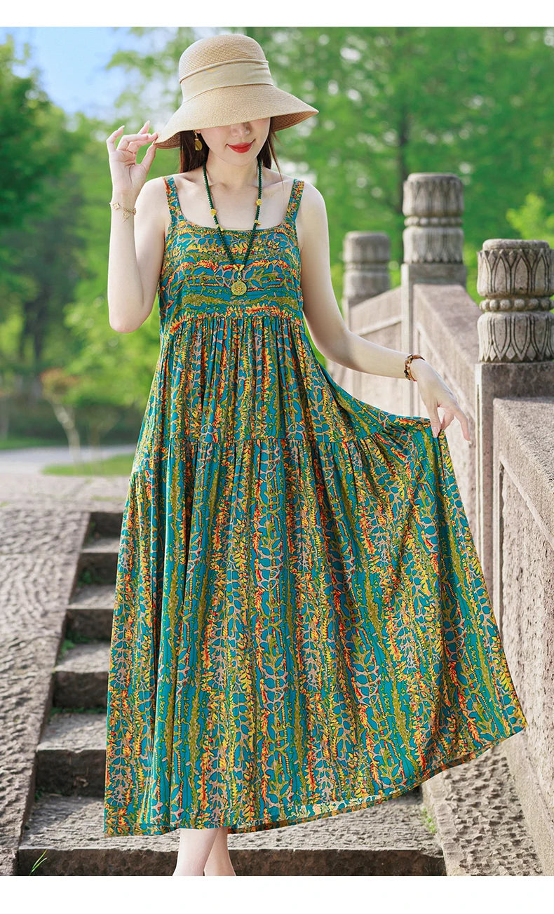 Neue Mode Lässig 2025, Sommer Elegante Kleider Für Frauen Oansatz Druck Vintage Ärmelloses Kleid Lose Frauen Kleidung