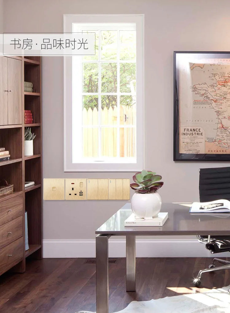 Gold 13A UK Stecker USB Steckdose, Haushalt elektrische licht schalter, universal 5 loch Dual Buchse mit USB Ladegerät, AC110-250V.