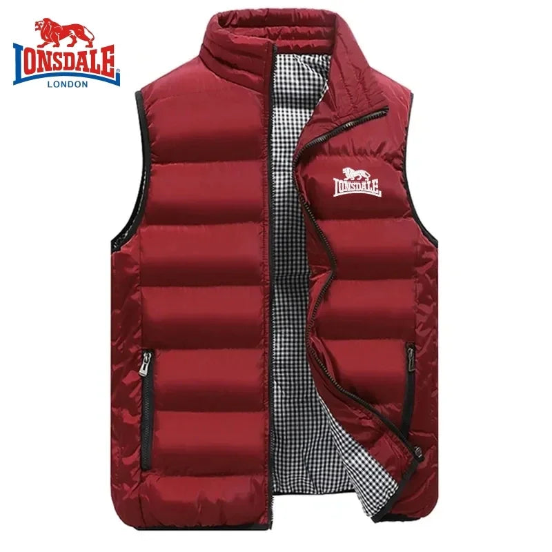 Men's Embroidery Brand High Quality Warm Vest Vest, Autumn and Winter Luxury Fashion Brand, Sleeveless Outdoor Windproof Jacket.