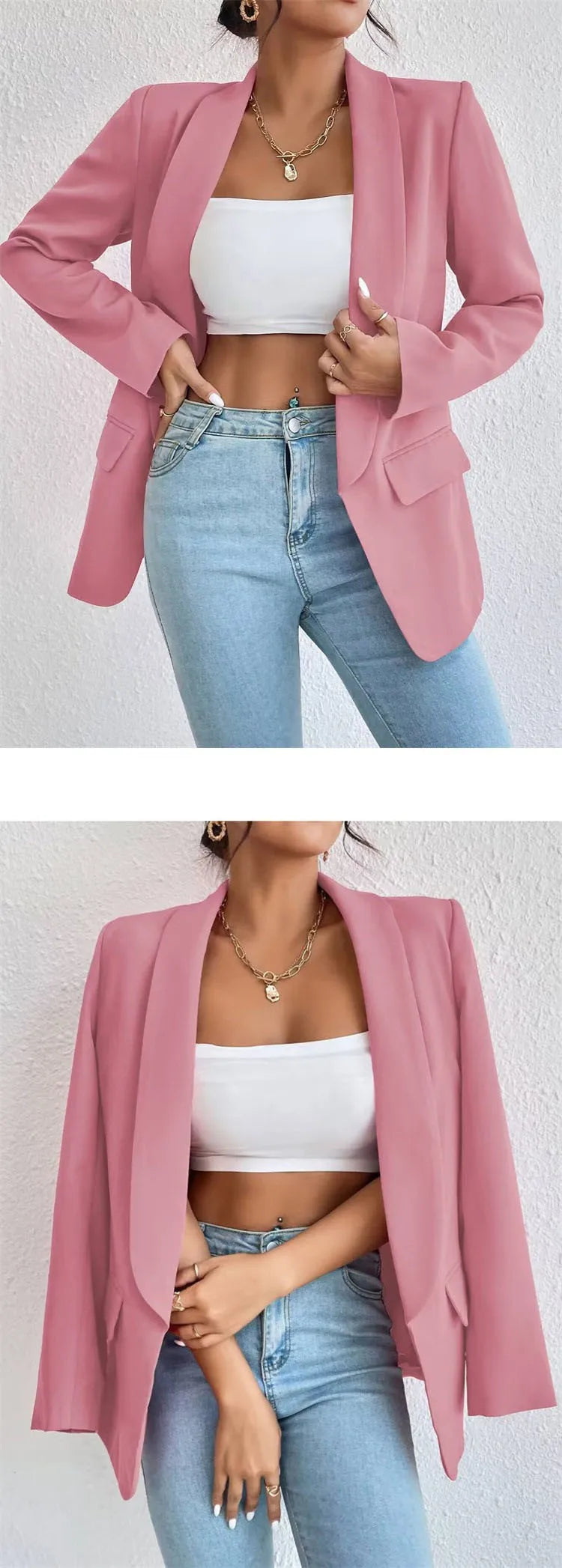 Koreanische Beliebte Rosa Neue Oberbekleidung Frauen 2024 Mode Weiblichen Frühling Jacke Casual Langarm Schwarz Blazer Mäntel.