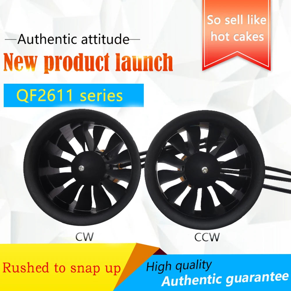 QX-MOTOR 50mm EDF Ducted fan 12 blades CW CCW QF2611 3300/4000/4600/5000KV Brushless motor For FMS freewing RC toy.