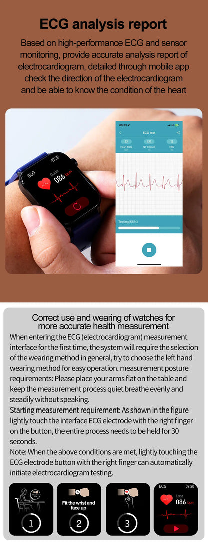2025 New ECG+PPG Monitoring Smart Watch Women Blood pressure Blood Lipid Uric Acid Women Menstrual Health Tracker Smartwatches.