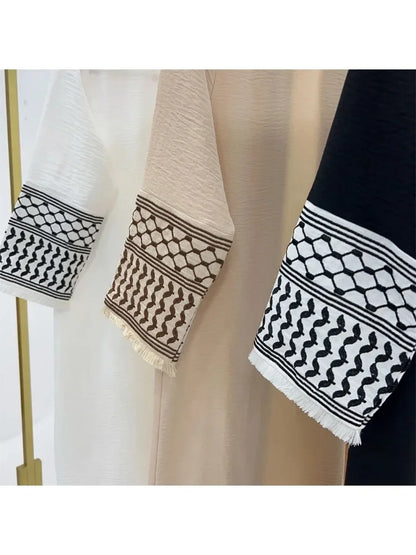 Autumn New Ramadan Open Embroidery Tassel Pink Kimono Abaya Dubai Luxury Muslim Islam Kaftan Dress Abayas Women Kebaya Caftan.