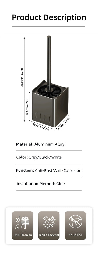 Badezimmer  Toilettenbürstenhalter  Reinigungswerkzeuge  Weltraumaluminium  An der Wand montiert  Kein Bohrer  Vertikal  Klobürste  Badezimmerzubehör