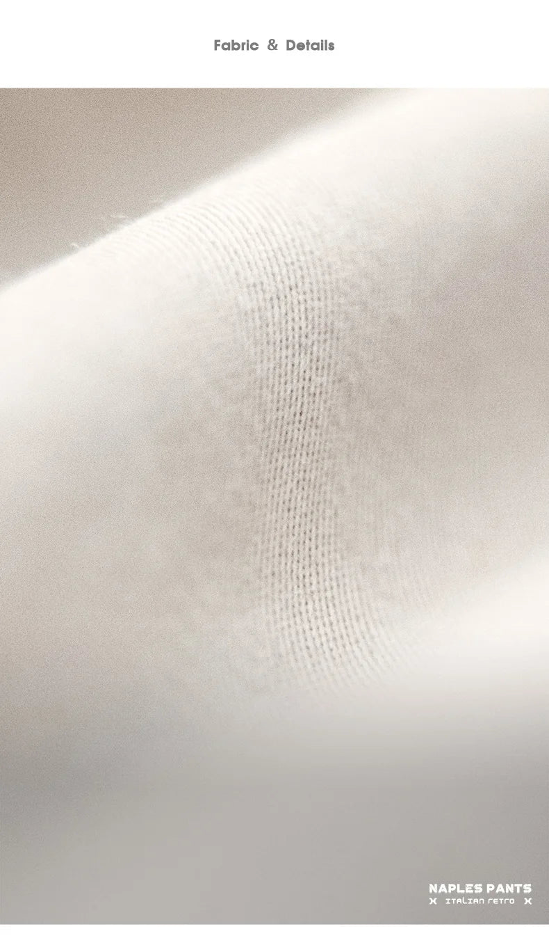 Maden Vintage Gentleman Naples Pants Korea Fashion Casual  Paris Button Straight Wide Trousers 100% Cotton Solid Work Suit Pants