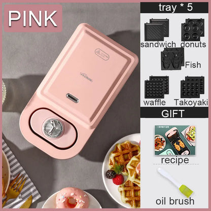 Electric Sandwich Maker Breakfast Machine Household Light Food Multi-Function Waffle Maker Takoyaki Toast Donut Pressure Toaster