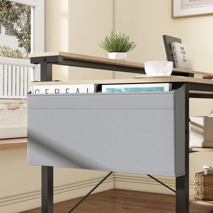 Eckschreibtisch mit Doppelablage L-förmig Computer Tisch mit Regal und Haken höhenverstellbar 140cm