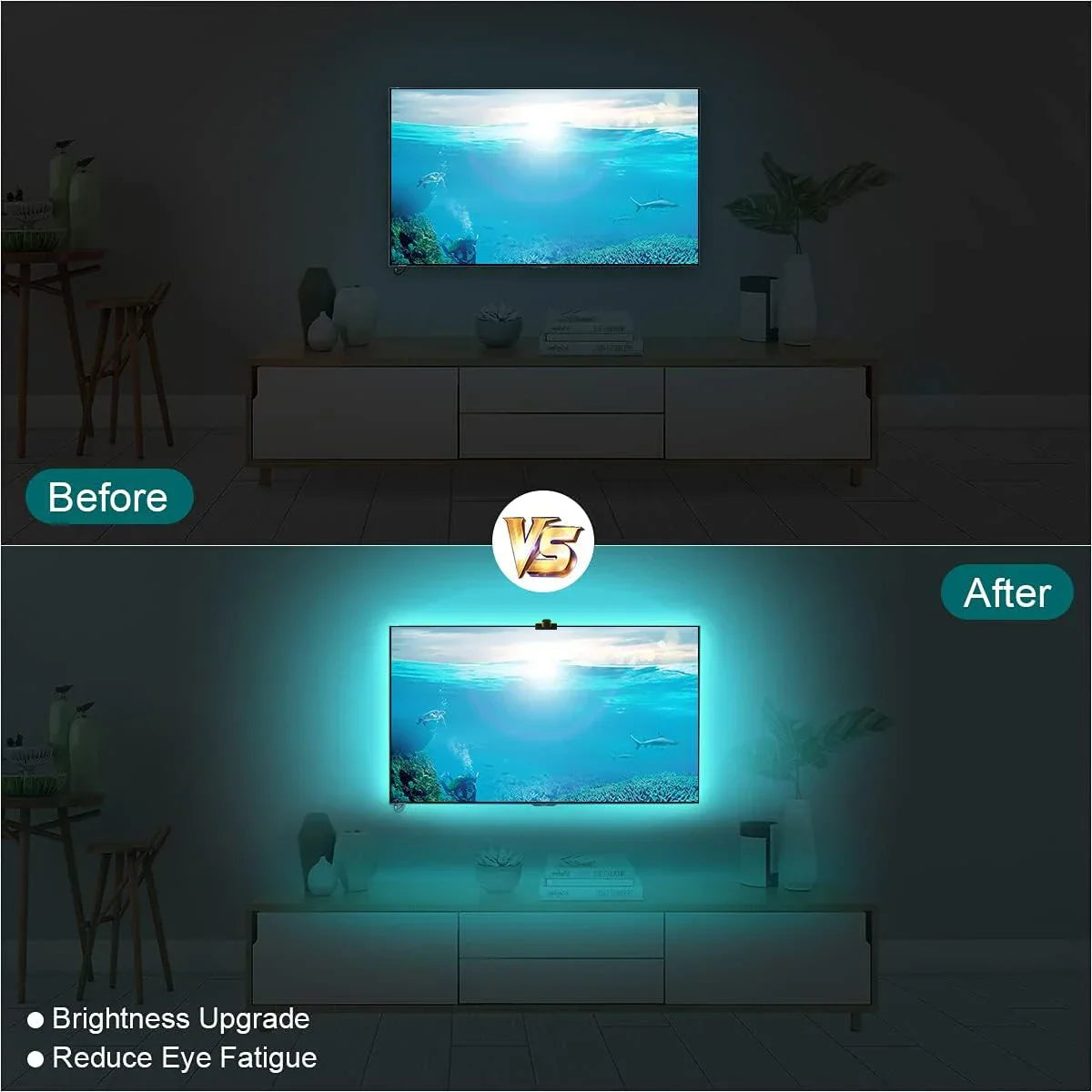 PC/TV LED-Hintergrundbeleuchtung RGBIC LED-Streifenlicht mit Farbpflückungssensor App-Steuerung Musiksynchronisierung Intelligentes RGB-Licht für Gaming-Atmosphäre.
