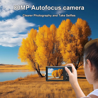 Ourlife Digital Camera CCD Dual Screen Portable Digital Camera 18X Zoom 5K Vintage Vlog Video Recorder 80MP CCD Selfie Camera.