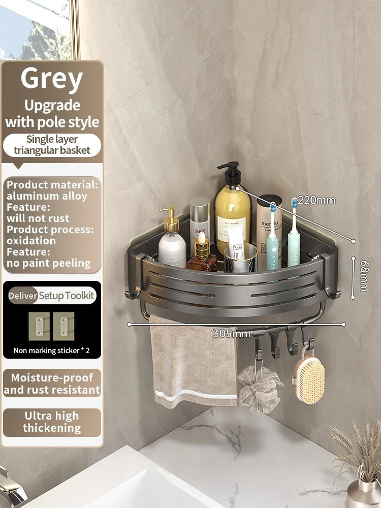 Kein Bohren Aluminium Badezimmer Regal Regale Shampoo Make-up Lagerung Halter Küche Organizer Wand Badezimmer Zubehör