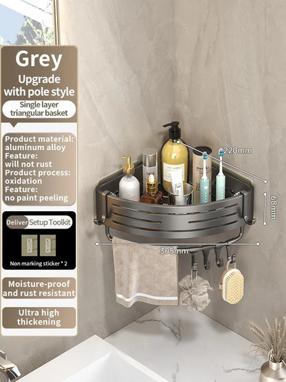 Kein Bohren Aluminium Badezimmer Regal Regale Shampoo Make-up Lagerung Halter Küche Organizer Wand Badezimmer Zubehör