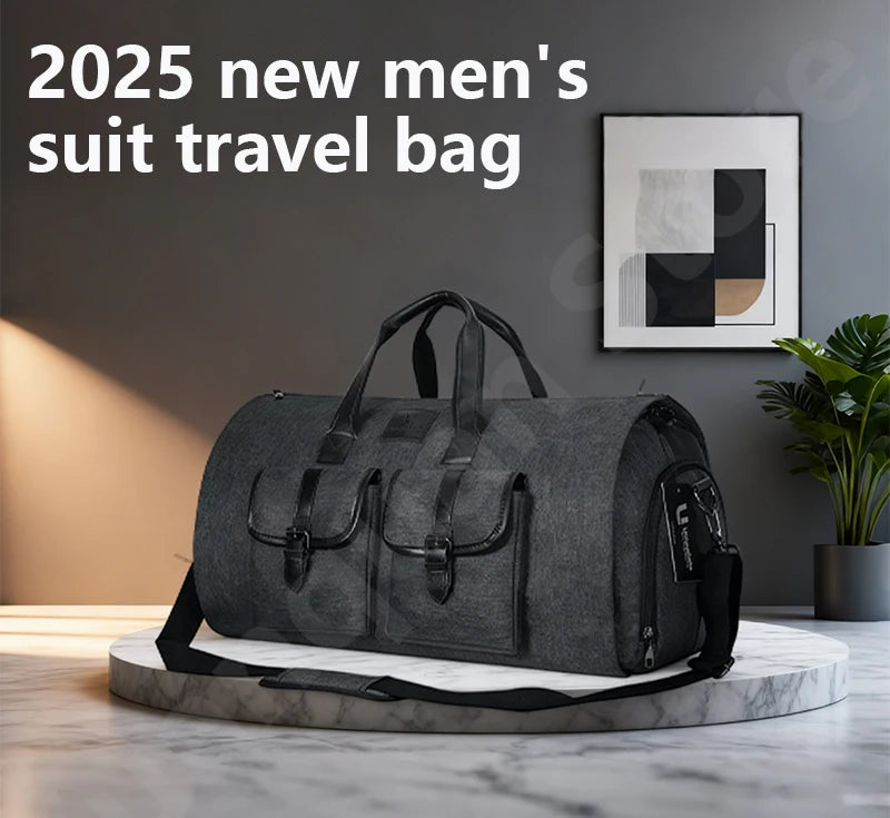 2025 Neue wasserdichte Herren-Wochenendreisearbeit mit großer Kapazität, multifunktionale Handgepäckaufbewahrung, 2-in-1-Anzugtasche.