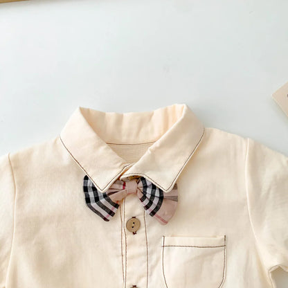 Neugeborenen Baby Prinz Sommer volle Hülse Fliege Gentleman Stil Outfits Infant Kinder Overalls Baumwolle Kleidung Mode Bodys