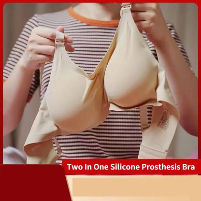 Woman Sexy Fake Chest Active Bra One-Piece Falsies Cosplay Gay Sissy Underwear Convertible Straps Plus Silicone Wire Free Pad.