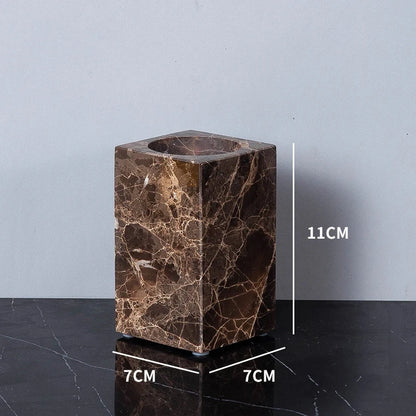 Emperador Badezimmer-Set aus dunklem Naturmarmor, braun, luxuriöser Zahnbürstenhalter, Seifenschale, Seifenspender, Badezimmer-Accessoires