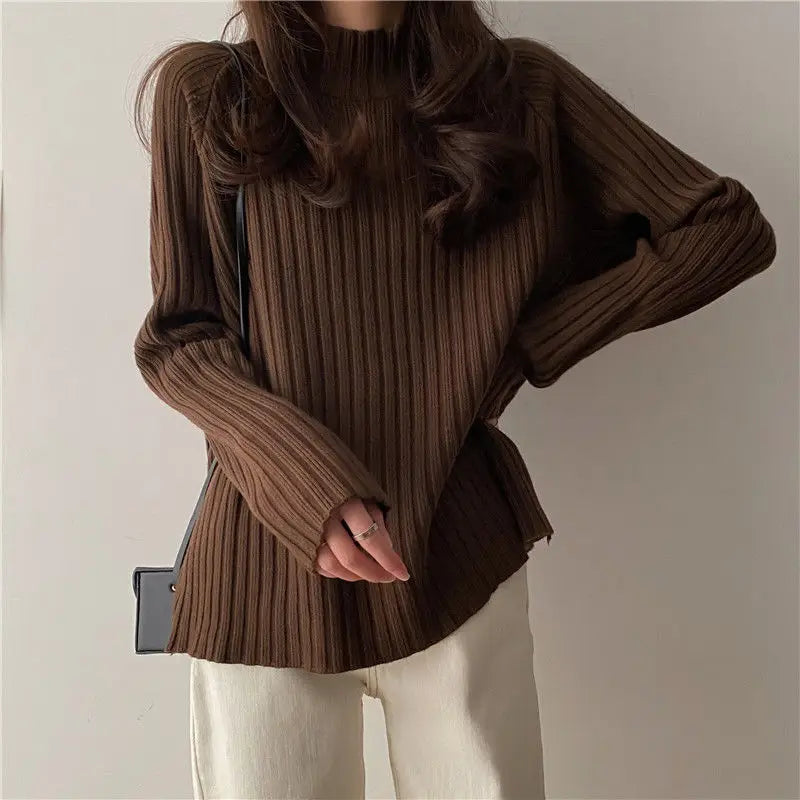 Rollkragen Gestrickte Pullover Frauen Herbst Winter Mode Lose Lange Hülse Alle Spiel Pullover Pullover Solide Büro Dame Jumper.