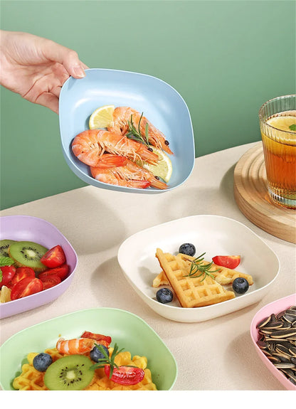10pcs Multi-function Spit Bone Dish Food Grade Plastic  Round Square Set Dining Table Garbage Plate  Household Snack Fruit Plate
