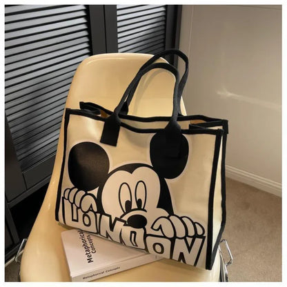 New Disney  Mickey Canvas Bag Women's Versatile Casual Shoulder Bag Commuter Handbag Large Capacity Multifunctional Mommy Bag