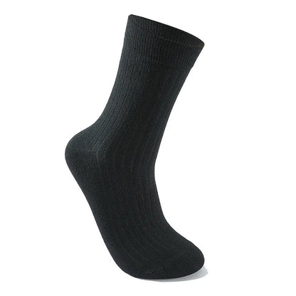 5 Pairs Socks Men's Mid-tube Sweat Absorption Business Sports Black Solid Color Stockings Autumn Winter Double Needle Breathable.