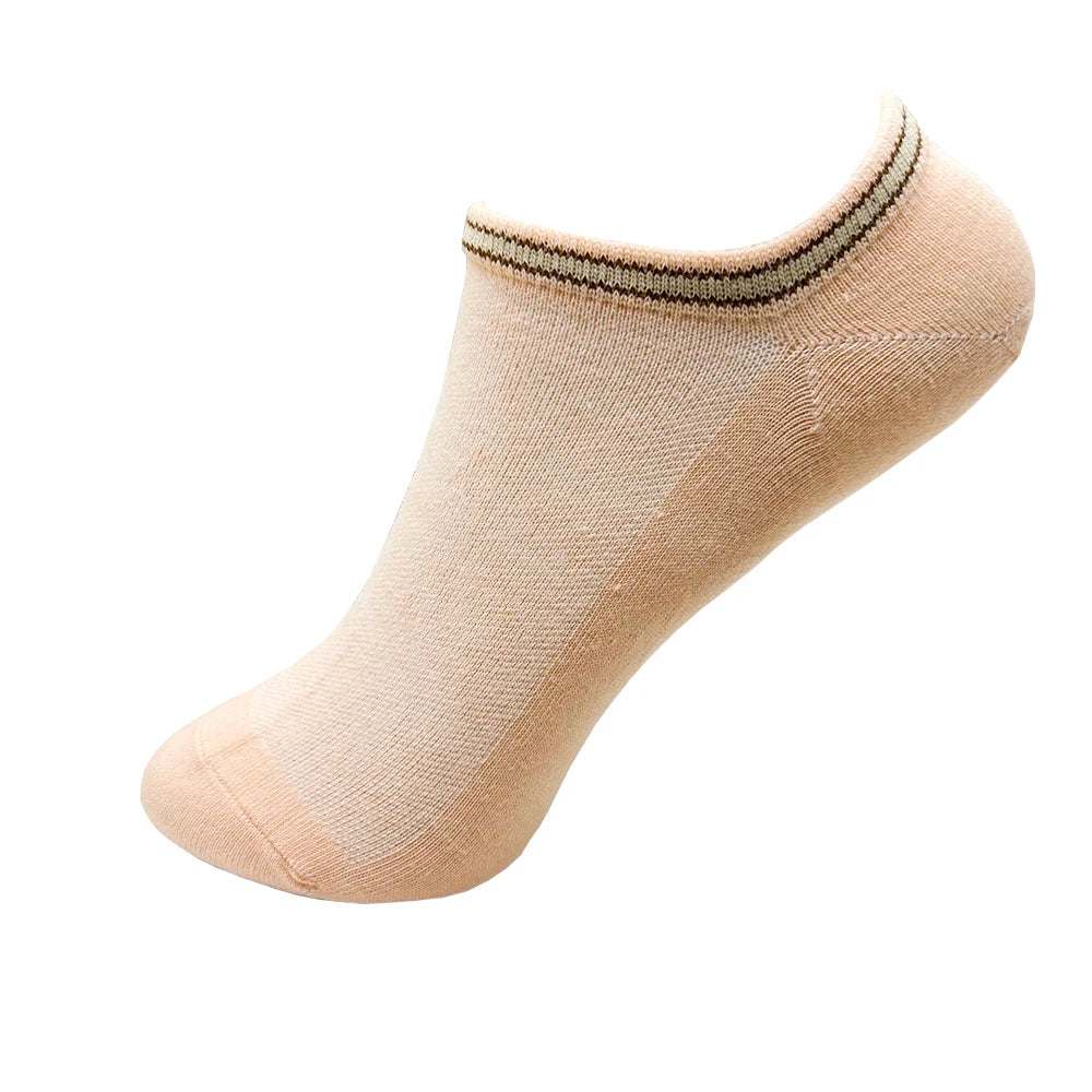 4 Pairs Cotton Women's Boat Socks No Show Socks Set for Lady White Invisible Cotton Socks Pack Pink Black Breathable Summer.