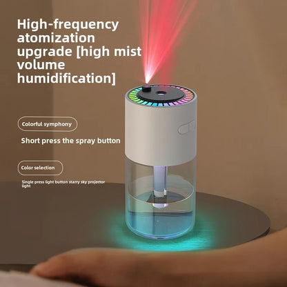 Air Humidifier Portable Humidifier with Rotating Mist & Starry Light USB Car Humidifier Smart Humidifier for Home Office Travel.