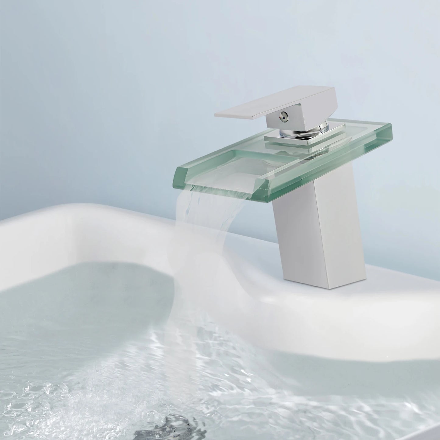 Smart Bathroom Faucet with Temp Light, Anti-Scald LED Indicator, Brass Construction, Waterfall LED Faucet, LED Color Changing