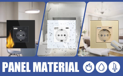 BSEED EU Standard Einzigen Steckdose Doppel Glas Steckdosen Triple Steckdosen Steckdose Für Home Office Schlafzimmer 16A.