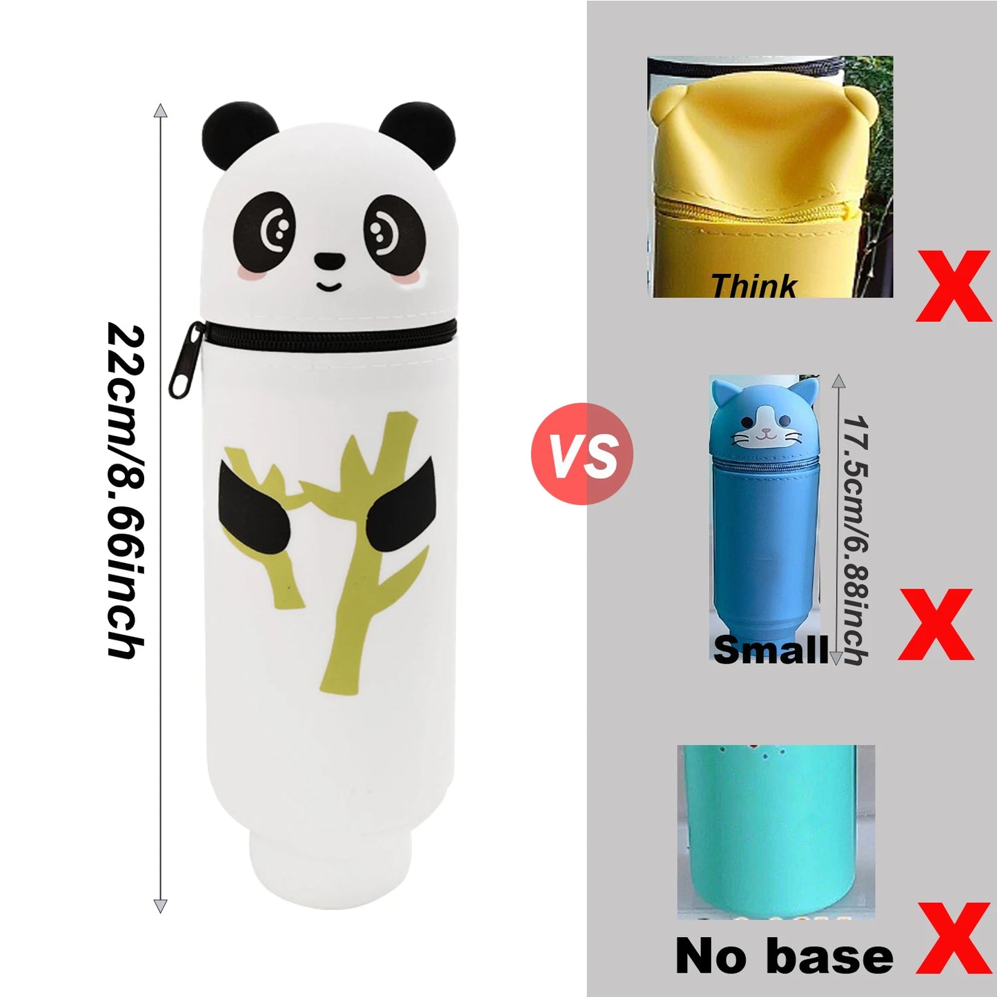 Niedliches Tier-Federmäppchen, 2-in-1-Federmäppchen mit Reißverschluss-Stifthalter, weiches Silikon-Federmäppchen, geeignet für das Schulbüro.