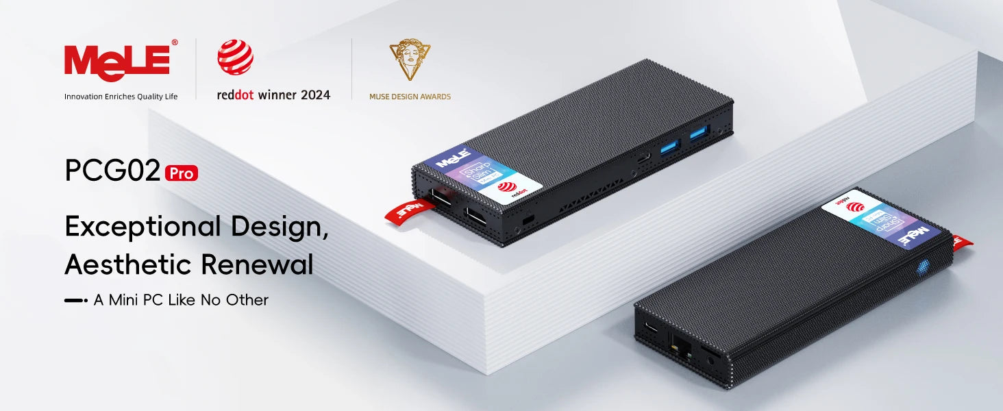 MeLE PCG02 Pro Fanless MINI PC Stick N100 8G 256G Mini Computer Dual HDMI,4266MHz LPDDR4,WiFi5 Gigabit Ethernet,USB Type-C PD3.0.